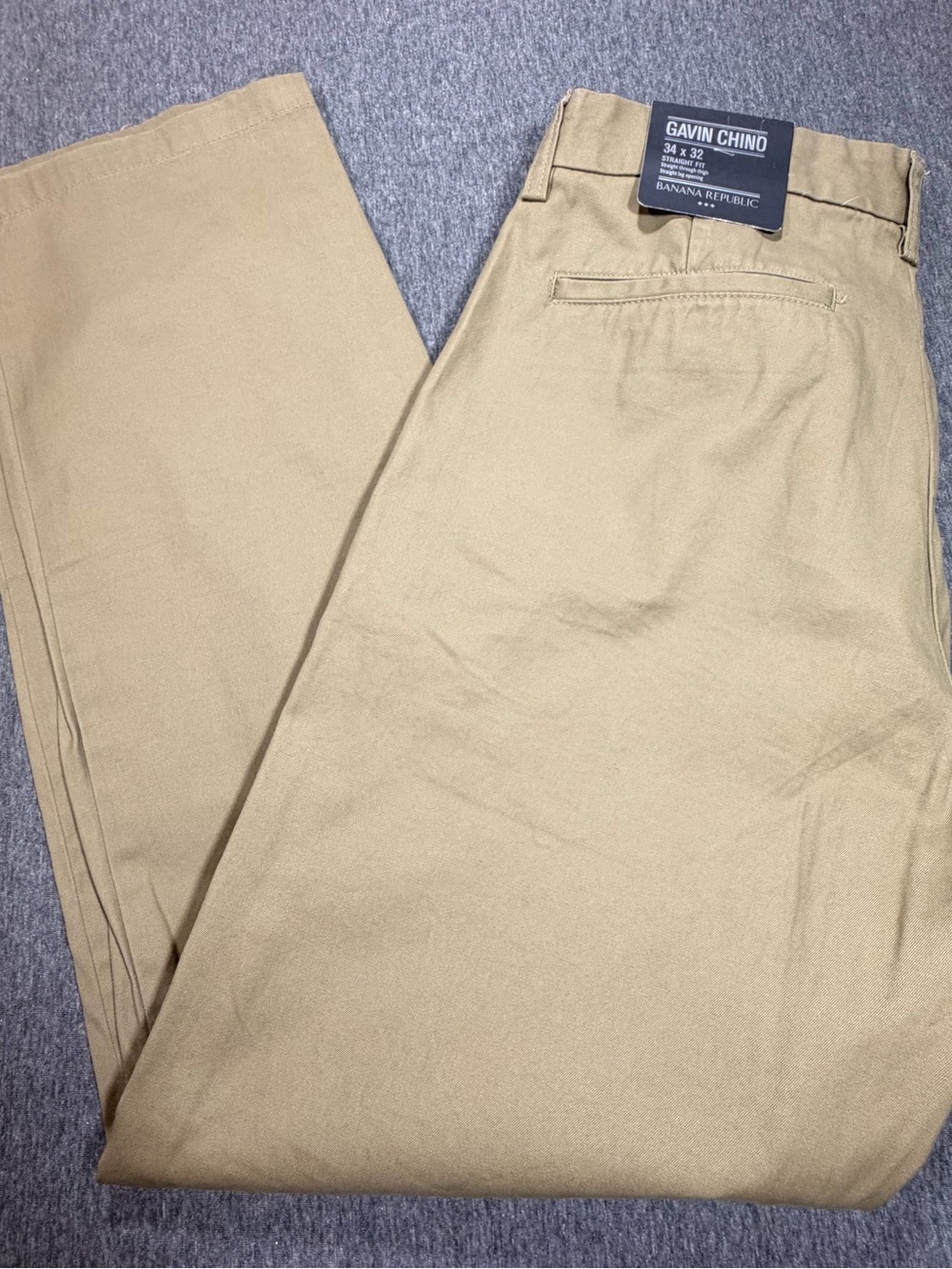 NEW Banana Republic Gavin Chino Pants Light Khaki Mens 34x32 Straight Fit Cotton